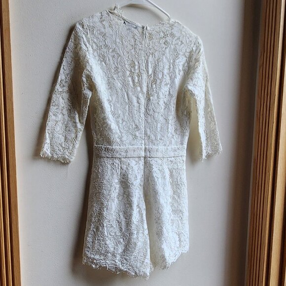 bobi Black Cream Lace Deep V-Neck Romper Set Size XS - Picture 13 of 16